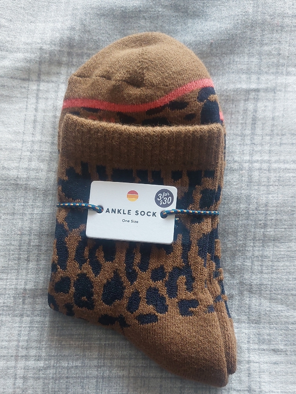 NWT Unworn Marine Layer Leopard Print Ankle Socks - One Size